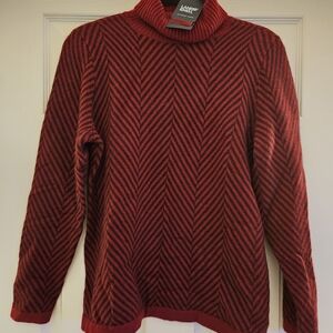 Lands' End Red and Black Cashmere Sweater